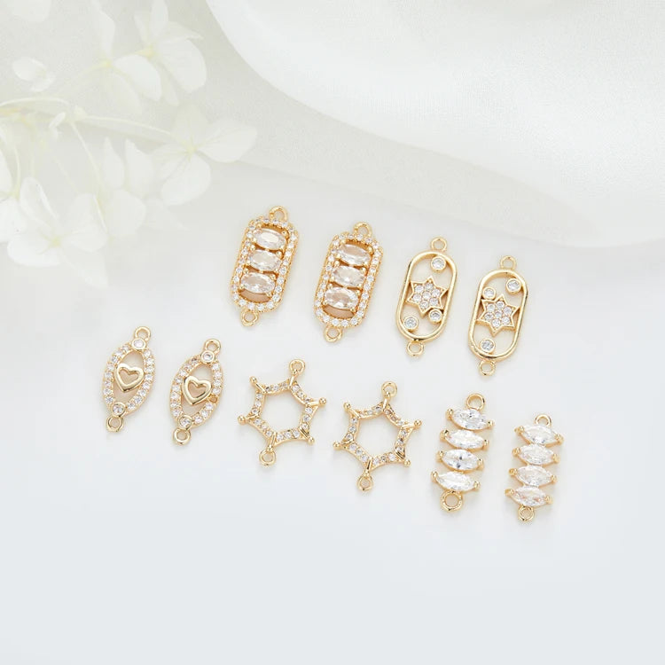 DIY Jewelry Findings 14K Gold Plated Cubic Zirconia Diy Bracelet Connectors Jewelry Accessories