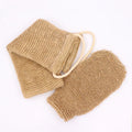 Bath Spa Set Nature Hemp Jute Exfoliating Back Belt with Bath Body Cleaning Scrub Glove Mitt Set for Shower