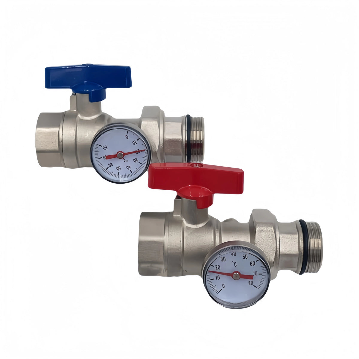 Factory Direct Supply Brass Ball Valve Thermometer 1" Straight Type Water OEM Underfloor Heating System Electric 0~100 Manifold