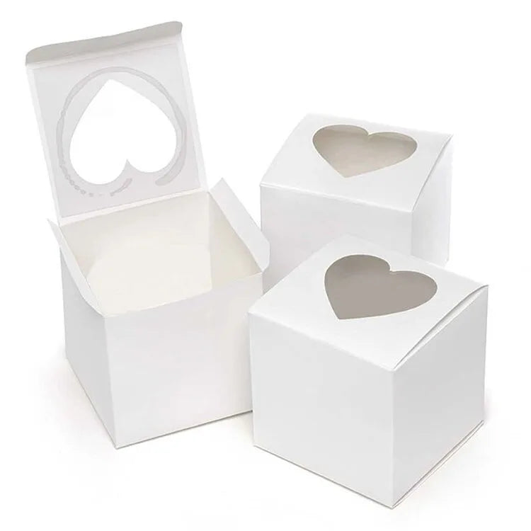 High Quality Gift Candy Heart Shape Window Box With Handle Optional