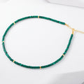 Handmade Gemstone Heishi Beaded Necklace for Men Women Lapis Lazuli Turquoise Malachite Tiger Eye Stone Beads Choker Necklace