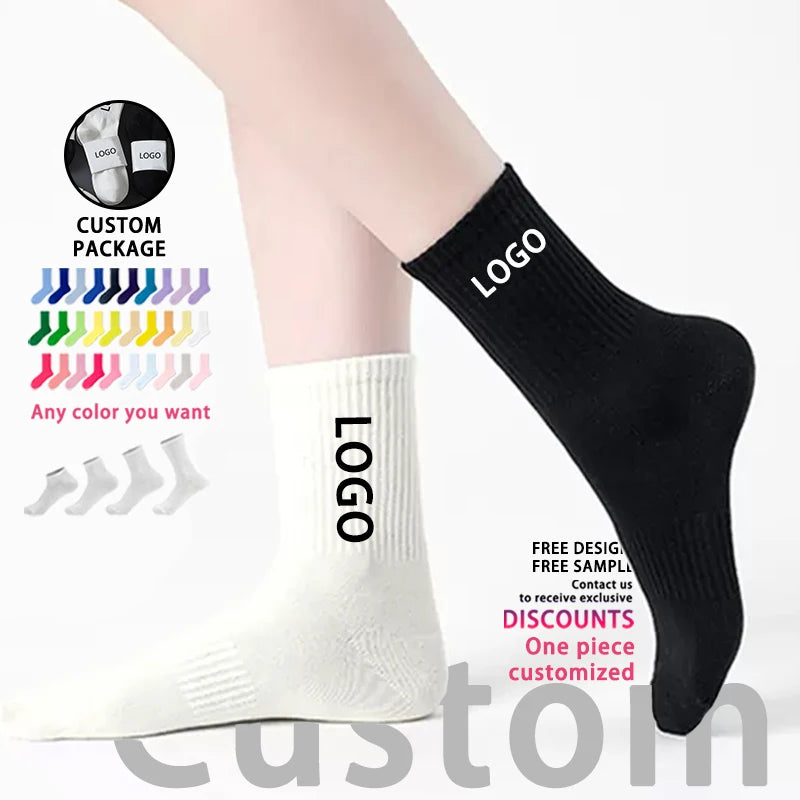 Unisex Custom Athletic Logo Crew Running Ankle Socks Designer Compression Cotton Embroidered Letter Bottom for Sports Men's Wear