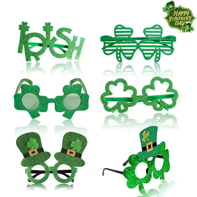 2023  St Patricks Clover Glasses for Adults Irish Festival Plastic Glasses Party Decorations