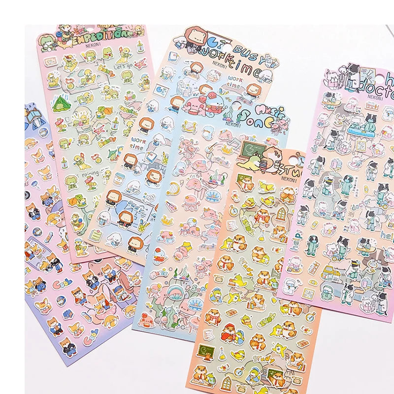 Nekoni Journal Diary  Labrador Owl Lion Frog Animal Decals Music School For Planner Decals Stickers