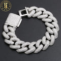 Hip Hop Mens Party Fashion Jewelry 20mm White Gold Brass 5A Micro Paved Cubic Zirconia Cuban Link Bracelet