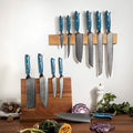 New Arrival Amber Ladder Pattern Chef Knife Set Kitchen Knife Set Damascus Knife Set with Blue Pakkawood Handle