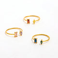 High End Women's Stainless Steel Rings 18K Gold PVD Abstract Colorful Zirconia Open Design Trendy Style-Tarnish Free Jewelry