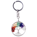 Handmade Natural Crystal Rose Quartz Life Tree Keychain Bulk Chakra Stone Chip Beads Gemstone Beads Yoga Key Rings Charm for