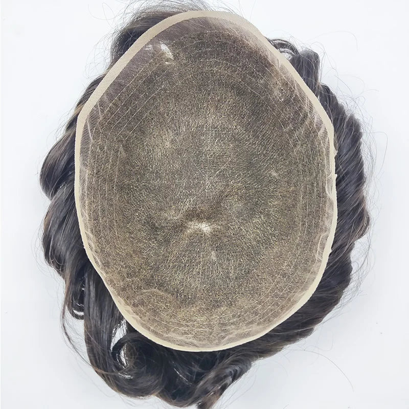 8 X 10 Inches Toupee for Men Full Swiss Lace Hairpieces Remy Human Hair Replacement System for Hair Loss