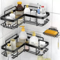 Black 3-Pack Bathroom Shelves Wall Mounted Adhesive Corner Shower Caddy Rack Bath Corner Shelf in the Bathroom with Soap Holder