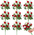 Artificial Valentine Day Red White Rose Bouquet Silk Rose Flower Bunche Bulk for Wedding Bridal Home Office Garden Parties Decor
