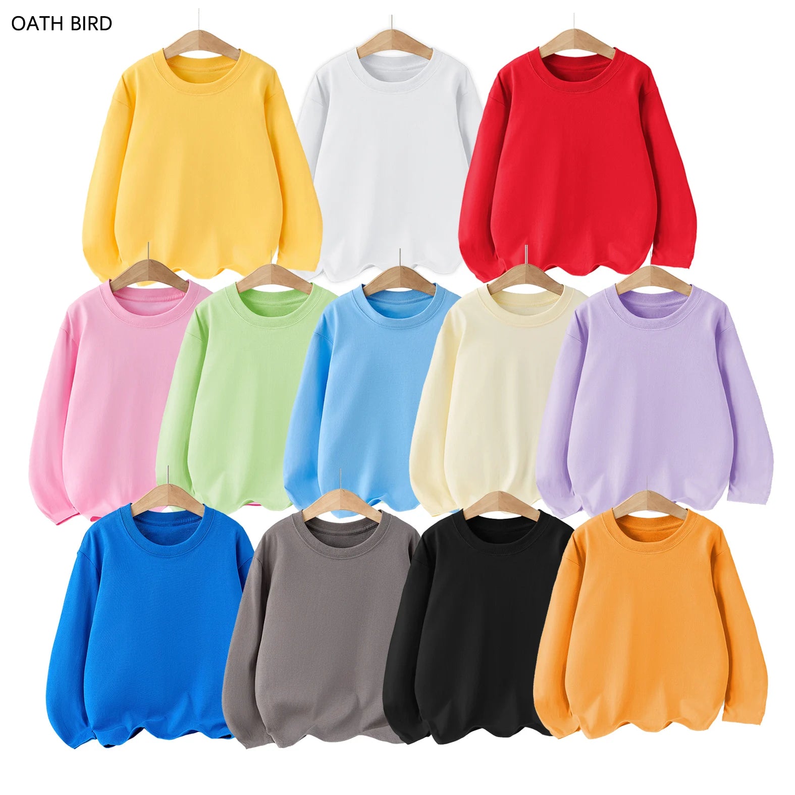 100% Cotton Blank Plain Long Sleeve T-shirts For Young boys And Girls Custom DTG Screen Print Logo Label Crew Neck T Shirts