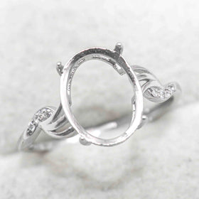 Sterling Silver 9*12mm Semi Mount Ring Empty Frame Blank Support Setting S925 Base Holder Without Center Stone for DIY Inlay