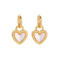 European American Ins Stainless Steel White Natural Mother-Of-Pearl Versatile Fashionable Heart-Shaped Lock Design Earrings