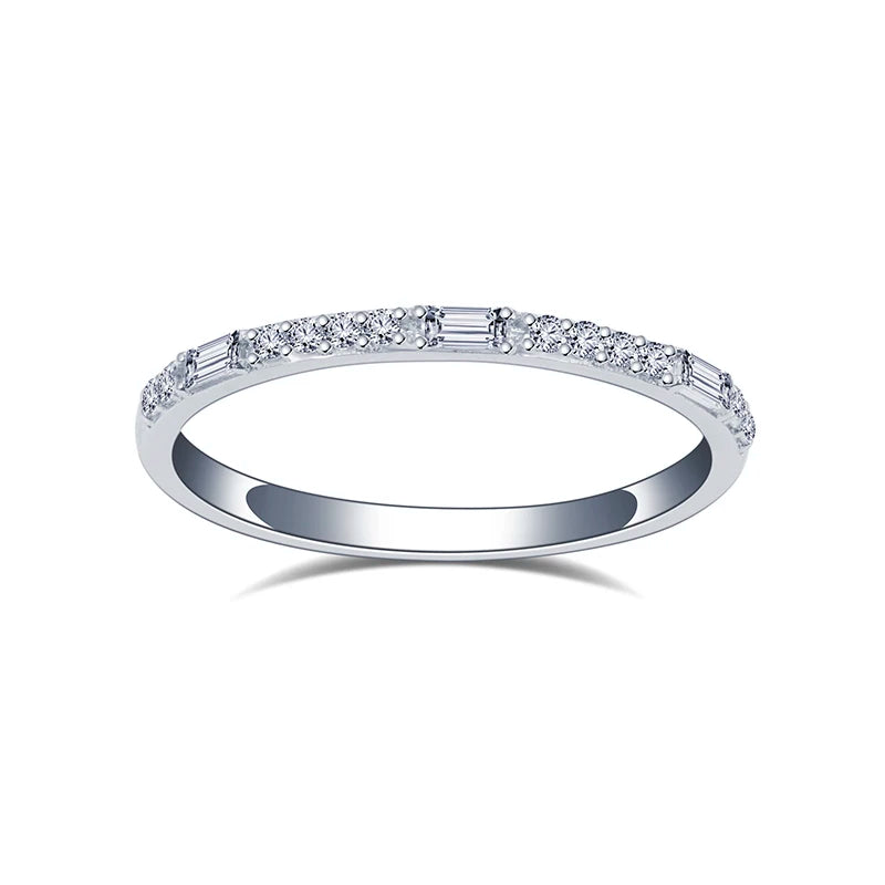 Customized Jewelry Wedding Band Engagement Gift Band 925 Silver PT950 10k 14k 18k Lab Diamond Ring Half Eternity  Ring