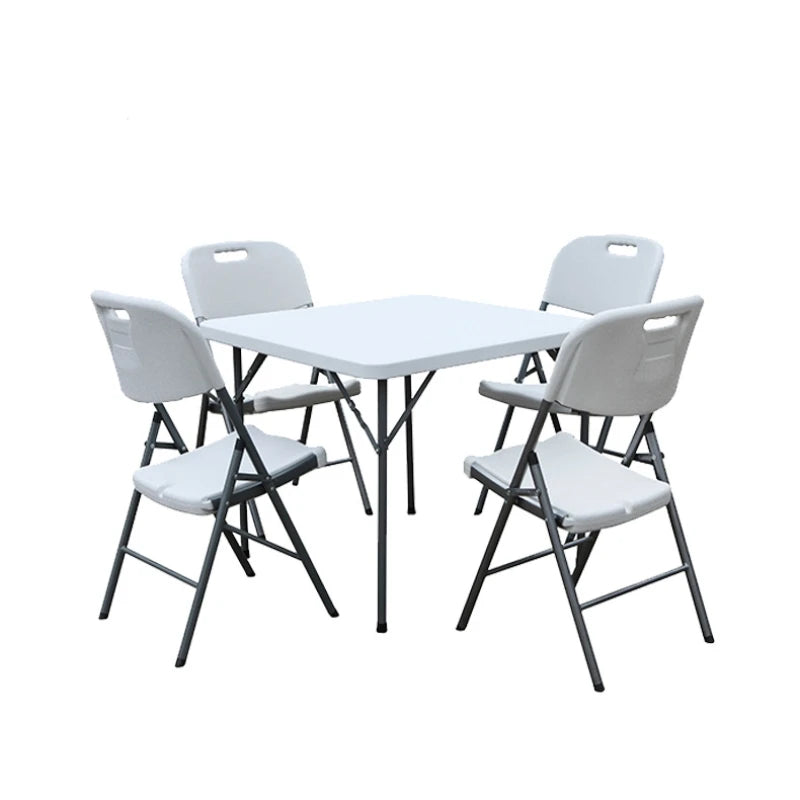 Moon Plastic Lightweight Portable Folding Modern Outdoor Table Chair Set Simple Fashion Dining Desk for Camping or Office Use