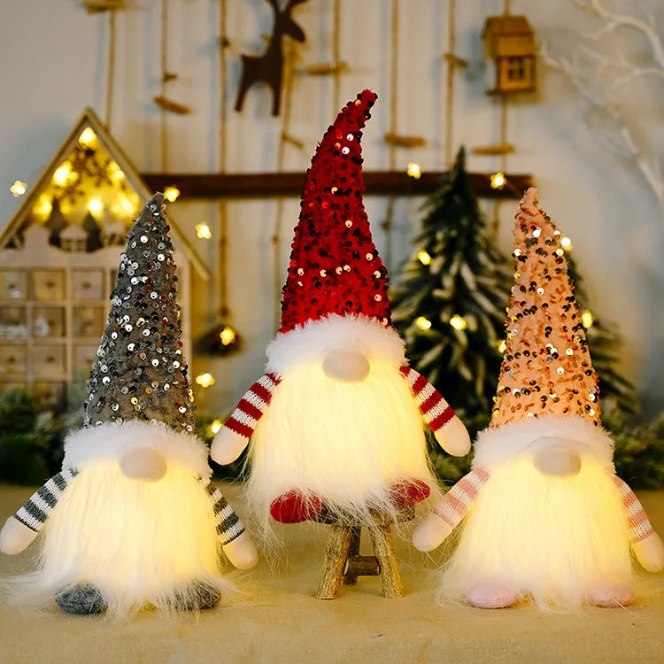 Factory Price LED Merry Christmas Decorations for Home Faceless Gnome Doll Xmas Tree Pendants New Year Ornaments Room Decoration