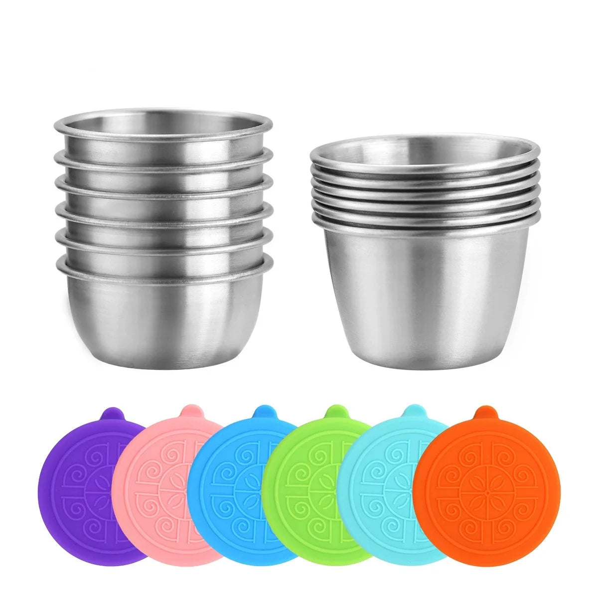Reusable 50/70ML Stainless Steel Sauce Cup Leak-Proof Lid Salad Dressing Seasoning Container for Dipping Dish Tableware Product