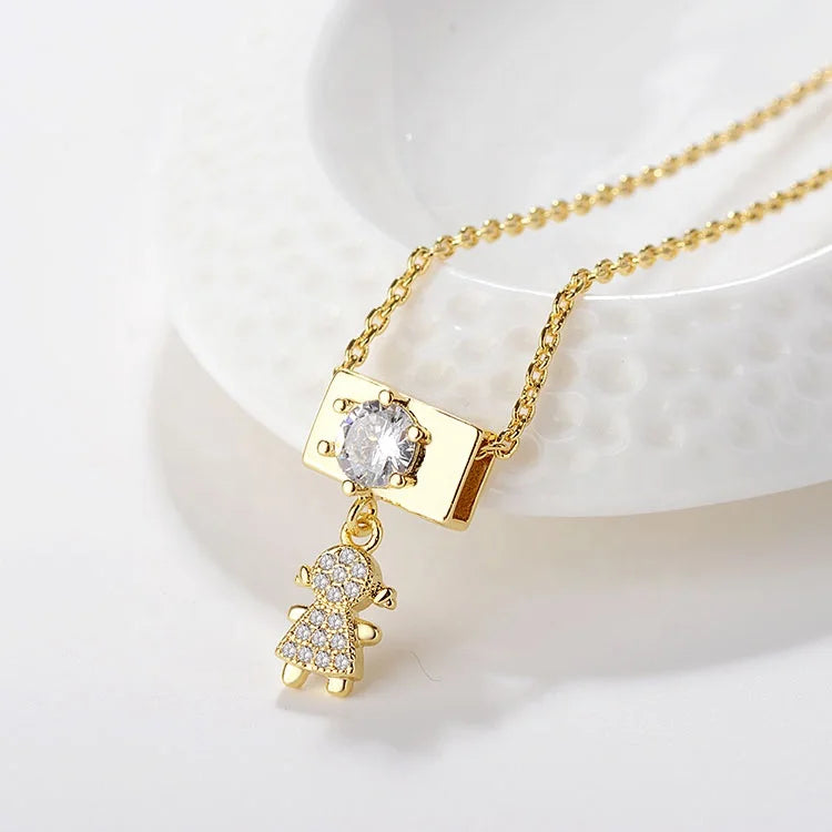 Girl Accessories 18K 18 Karat Real Gold Plated Jewelry Chains Girls Jewelry Kids Cute Necklace Pendant