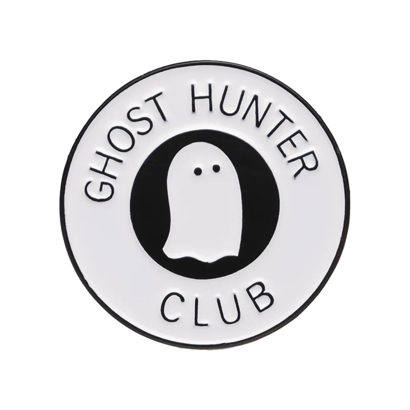 Ghost Hunter Club Enamel Pins Funny Boo Punk Brooches Lapel Badge Wholesale Hat Backpack Clothes Pins Jewelry Gift for Friends