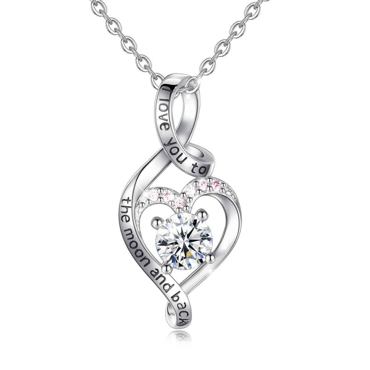 Isunni S925 Sterling Silver Necklace Rhodium Plated Zircon Trendy Style for Grandma Nana Mom Mother's Day Wedding Party Gift