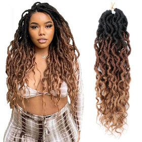 Gypsy Locs Crochet Braid Hair 18 Inch Gypsy Wavy Synthetic Braiding Goddess Faux Locs Hair Synthetic Gypsy Locs 18 Inch