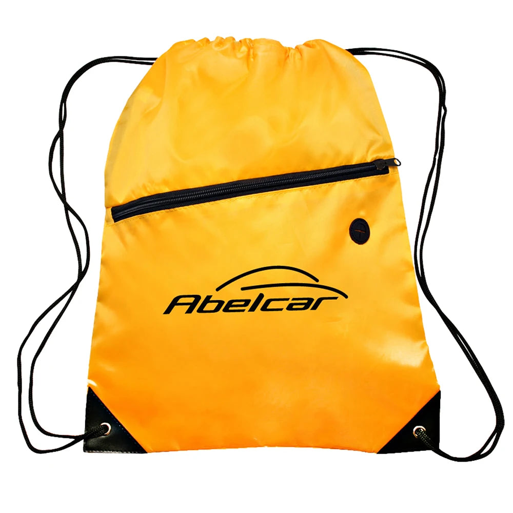 Cangnan Perfect Bags Hot Sale Custom Logo 210D Polyester Drawstring Backpack with Zip Pocket for Advertising Promotion