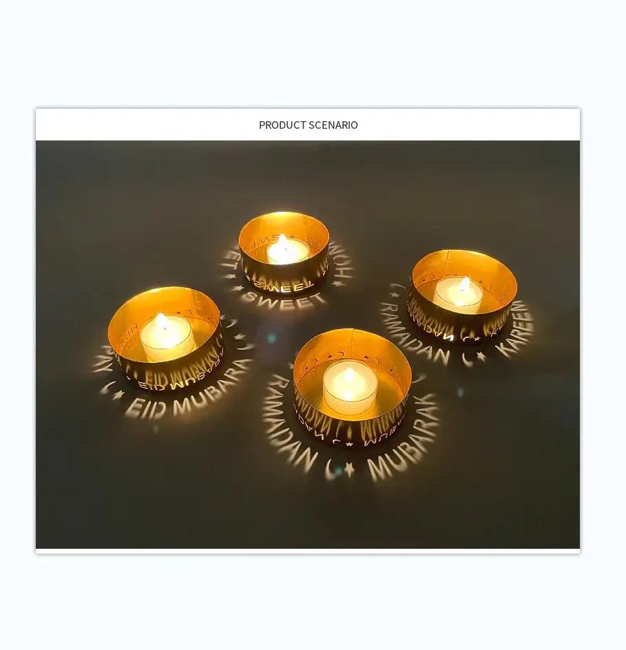 New Iron Projection Candlestick Home Letter Candlestick Eid Mubarak Ramadan Home Decoration Crafts