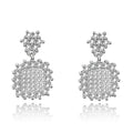 Fine 925 sterling silver diamond women fashion classic square CZ diamond wedding stud earrings