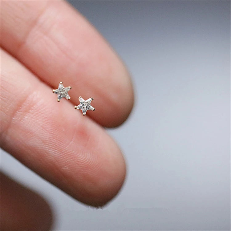 S925 Trendy Star Stone Earrings Jewelry Stud Wholesale Gold Earrings