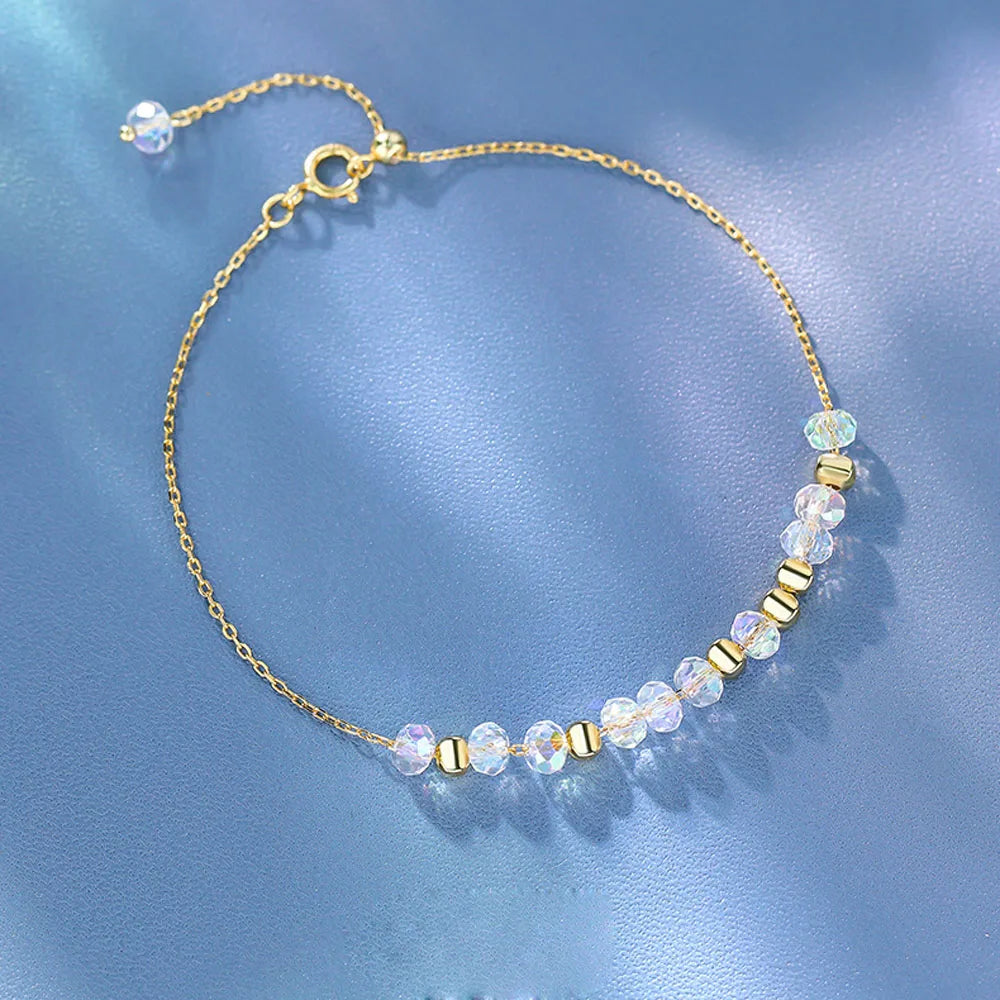 S925 Sterling Silver Irregular Iridescent Round Beads Bracelets Jewelry for Women Girls Gift Accessories YB-XY-221