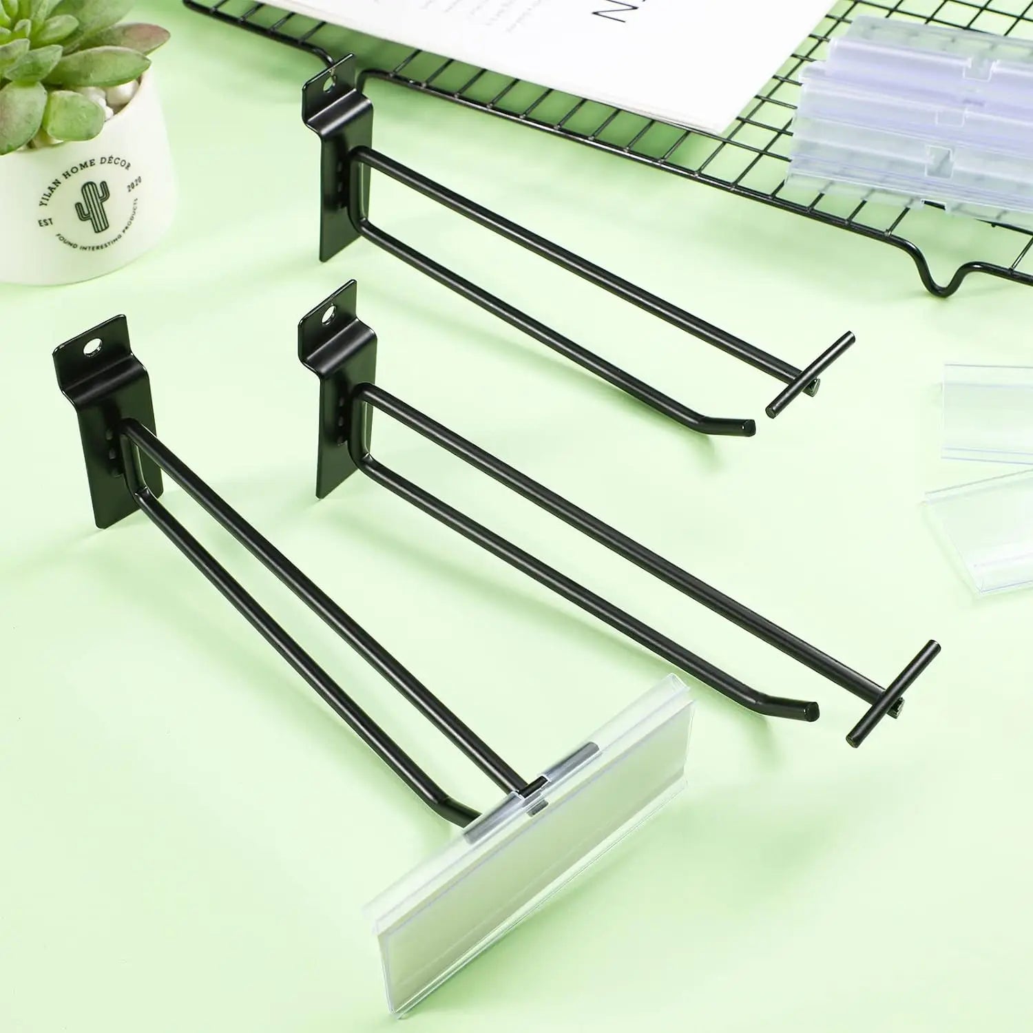 China Factory Wire Basket Custom Pvc Labels Clip Holder Strip Price Tag Holder With Adhesive Tape for Wire Shelf Slatwall Hook