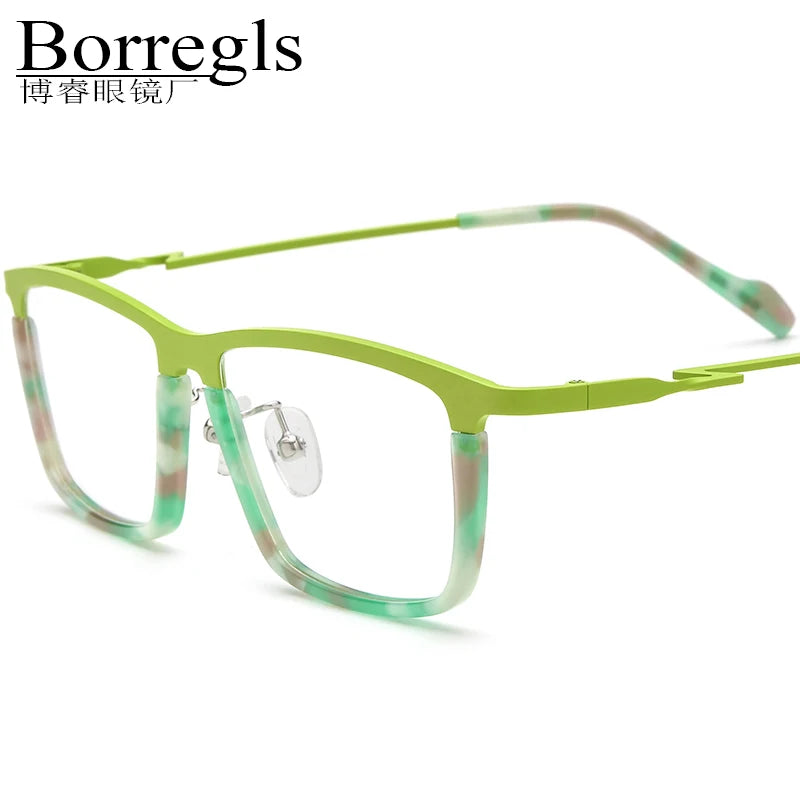 Borregls Acetate Titanium Glasses Frame Men 2025 New Brand Designer Square Eyeglasses Women Spectacle Optical Eyewear 185792