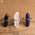 Silver Open Adjustable Fidget Ring Wire Wrapped Terminated Healing Crystal Everyday Classic Gifts for Wedding Party Wholesale