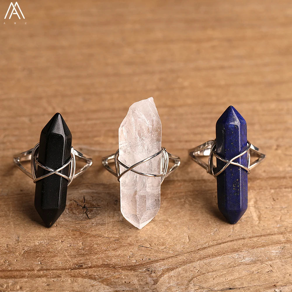 Silver Open Adjustable Fidget Ring Wire Wrapped Terminated Healing Crystal Everyday Classic Gifts for Wedding Party Wholesale