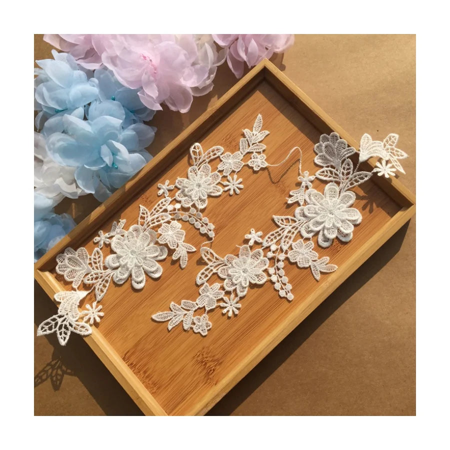 High Quality 3D Embroidered Flower Guipure Lace Fabric Width Colorful Lady Dress & Clothing Trim 3D Embroidery Trim XY001