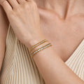 18K PVD Gold Plated Waterproof Stainless Steel Zirconia Pave Beads Chain Double Layer Bracelet for Women Wholesale Jewelry