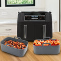Environment-Friendly No Stick Reusable Silicone Dual Pot Set for  Air Fryer Stand Type Oven for Food 2pcs Liner for Baking