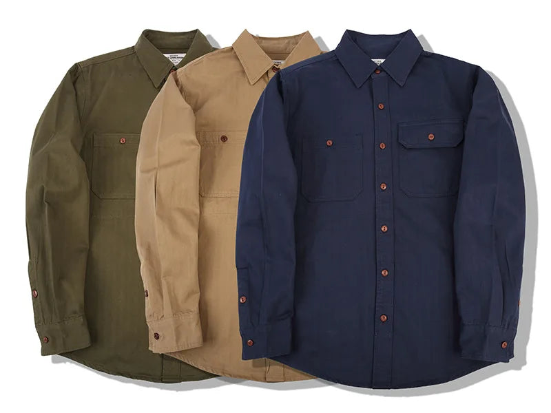 Mens Clothes New Style Men Casual Shirts Vintage Yarn Dyed Breathable Pure Cotton Long Sleeved  Casual for Autumn Season