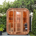 Hot Sale Recommend Red Cedar Wood Square Barrel Sauna Outdoor Garden Home Steam Cube Sauna for 4-6 People