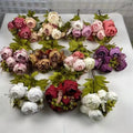 Hot Selling G-2141 Artificial 13 Heads Silk Peony Flowers Bouquet for Home Wedding Decoration