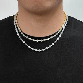 Micro Pave Shiny Zircon Baguette Tennis Chain Necklace Gold Plated Tennis Link Chain Bracelet Charm Hiphop Jewelry