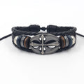 Vintage Jewelry Personalized Hand-woven Leather Beaded Alloy Cross Multi-layer Charm Bracelet for Men