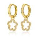 Fashion Jewelry Earrings 925 Sterling Silver Trendy Hollow Flower Diamond Earrings Zircon Gold Plated Hoop Earrings Women