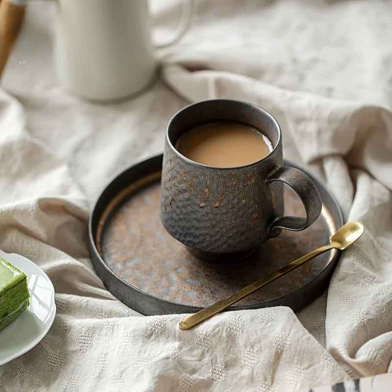 Retro Stoneware Pottery Coffee Mug Handmade Ceramic 401-500ml Capacity Food Grade