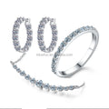 D Color Moissanite Eternity Tennis Band Ring 925 Sterling Silver Rhodium Plated Women Engagement Gift Fine Jewelry Set
