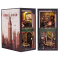 Cutebee 3D Wooden Miniature Big Ben Bookshelf Detective Series Dollhouse Rose Detective Agency Book Nook with Dust Cover
