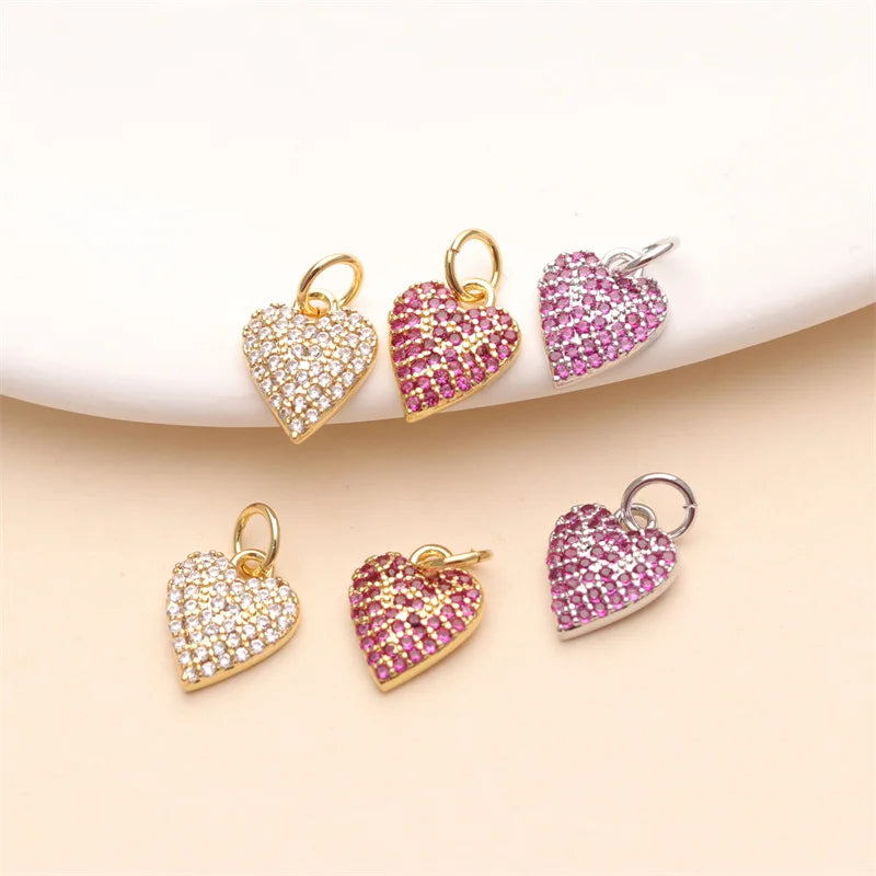Lovely DIY Accessories Supplier CZ Gold Plated Pendant Necklace Heart Charm