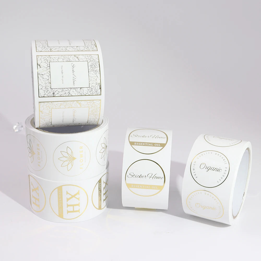 Printing Custom Vinyl Bottle Logo Gold Foil Clear Sticker Sheets Transparent Waterproof Sticker
