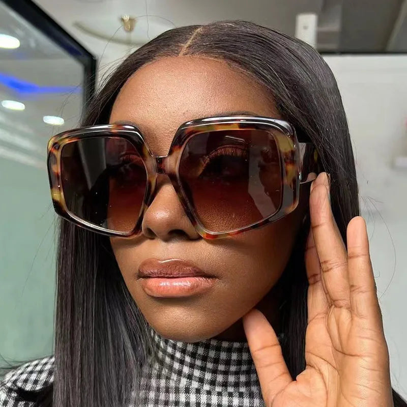 STORY XA97121 Fashion Retro Vintage Irregular Modern Shades Sunglasses UV400 Oversized Large Leopard Sunglasses Women